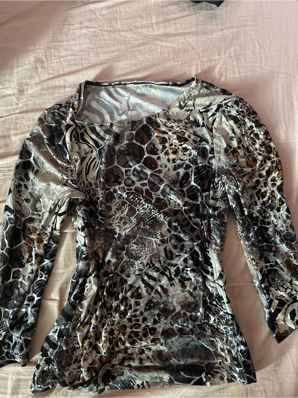 Y2K Patterned Long Sleeve Top